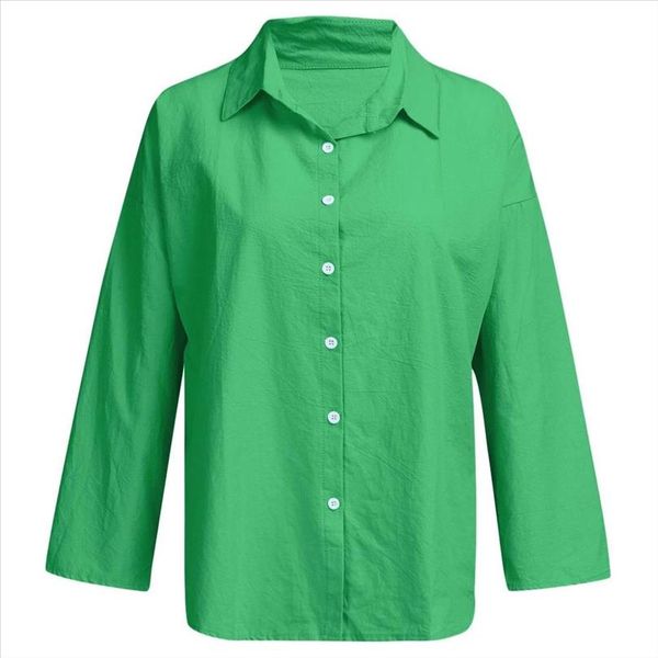 

2021 fall linen white shirt ladies ladies fashion long sleeve clothes drop shipping