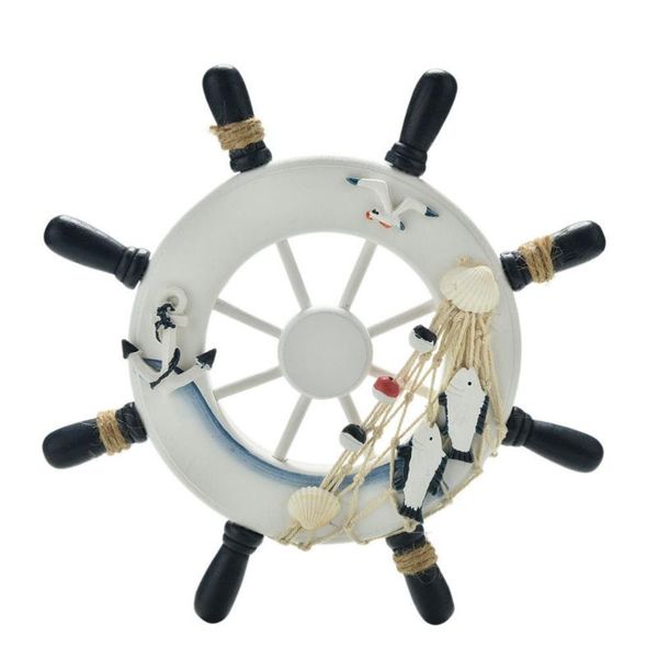 

decorative objects & figurines 23cm 9"beach wooden boat ship rudder fishing net home wall nautical decorations wheel wood craft gift de