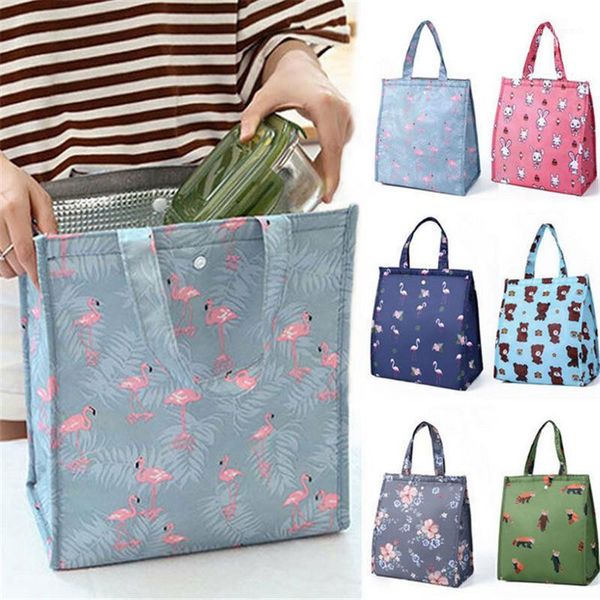 

2020 new portable insulated thermal cooler bag lunch box carry tote picnic carry case storage bag1, Blue;pink