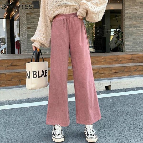 

pants women corduroy leisure harajuku streetwear high waist trousers womens pink autumn winter slim pockets novelty ins1, Black;white