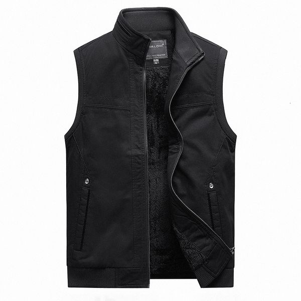 

autumn winter men's loose size fashionable and handsome trend wash youth solid color leisure cardigan warm vest, Black;white