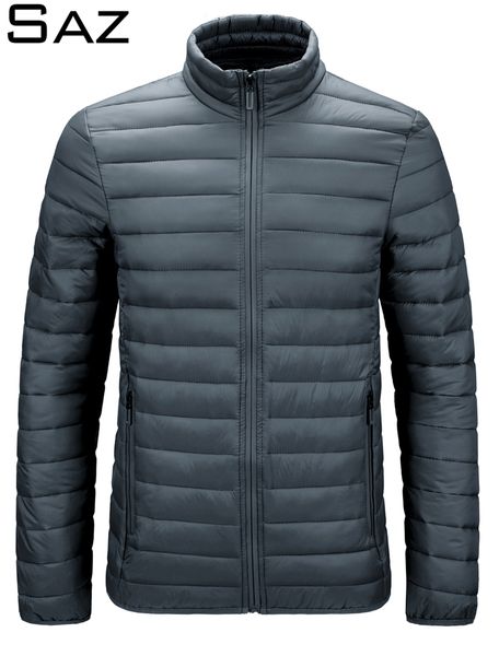 

saz 2020 fashion ultra light down jacket mens korean streetwear feather coats stand collar warm men clothes, Black