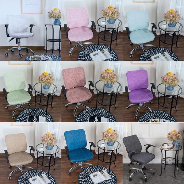 

chair covers spandex elastic office slip cover for rotating seats - dark grey