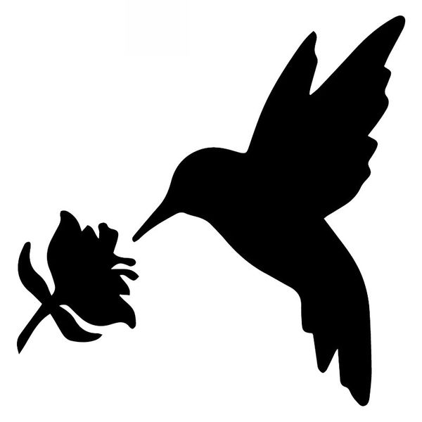 

hummingbird flower sticker fashion car window decoration personality waterproof decal black/white, 17cm*17cm