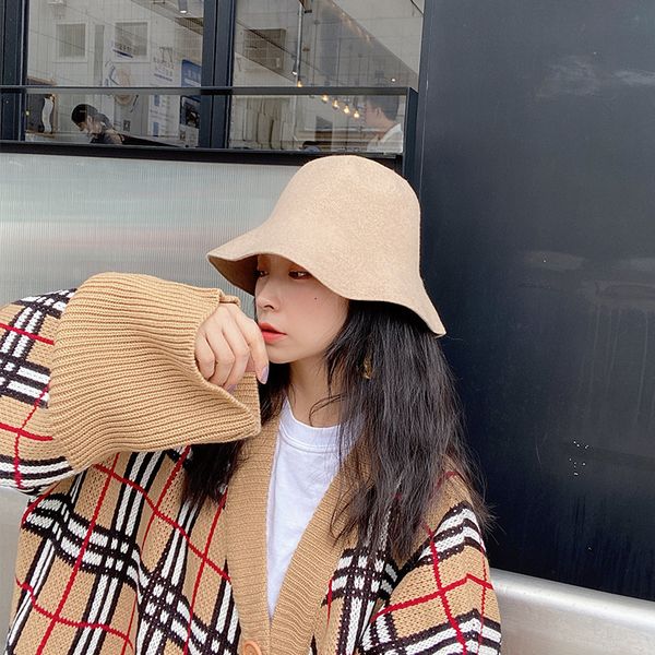 

woolen cloth big edge bucket fisherman's hat women's autumn and winter brand fashionable and versatile black basin hat klwe, Blue;gray