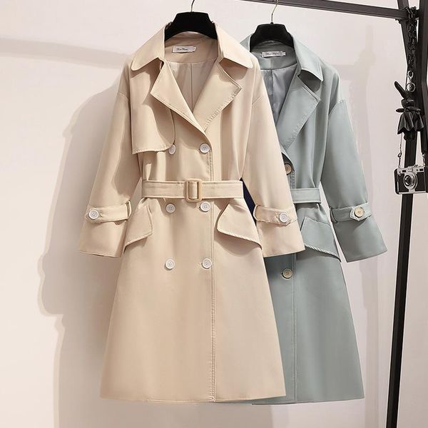 

women's trench coats muslim women classic double breasted coat 2021 spring female loose abrigos para mujer, Tan;black