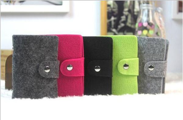 

300pcs 24 position felt business credit id card holder bags leather strap buckle bank solid color holder, Brown;gray