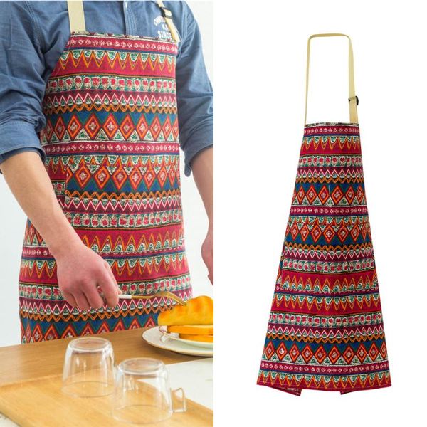 

aprons 1 pc cooking apron linen printed dirt proof bib pinafore for baking