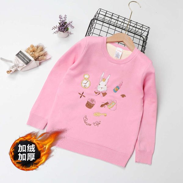 

winter sweater pullover autumn 2020 new children's base shirt with foreign sle plush and thickened girls' t-shirt, Blue