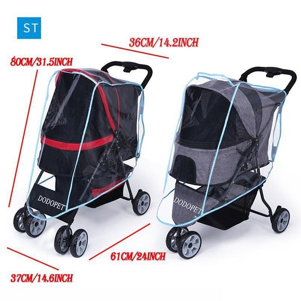 Outdoor-Haustier-Kinderwagen-Abdeckung für Auto, Hund, faltbar, sicher, transparent, wind- und regensicher, PVC-Regenschutz für Haustier, Babywagen, Jogger LJ2184B