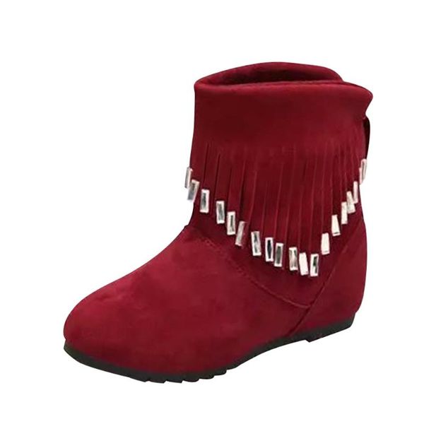 

suede fringe boots shoes 2121 nice fashion flock retro tassel ankle boot platform wedges boots women, Black