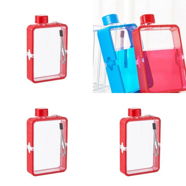 

square creative paper drinks bottle outdoor sports red blue portable 380ml plastic a5 water cup new arrival 8 8kn j2