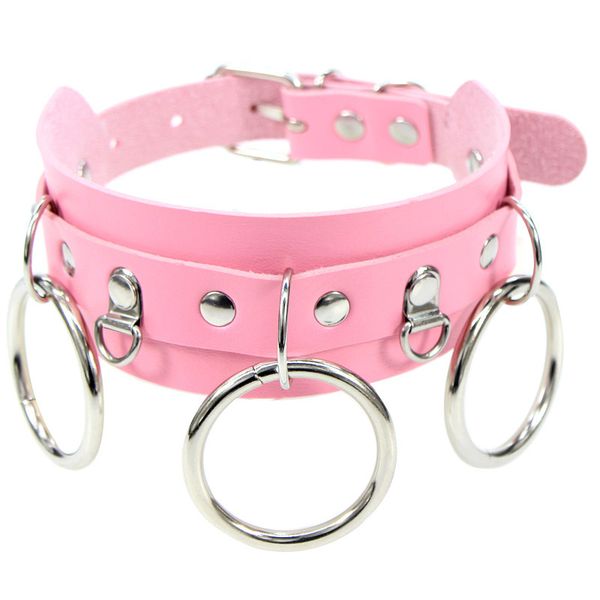 

punk round choker chain necklace tassel pendant leather collar women chocker necklaces bondage gothic jewelry chains necklaces, Silver