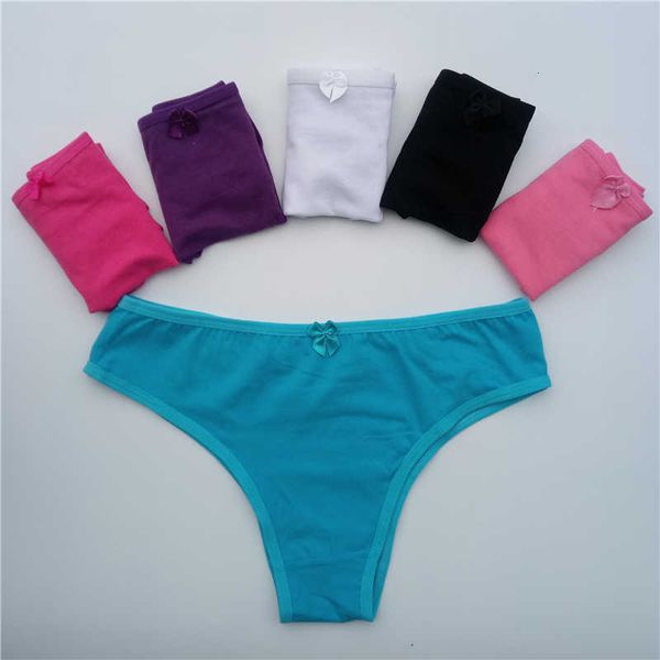 

5 pcs/lot women's panties cotton lace underwear briefs set solid color bikini lingerie dropshipping funcilac, Black;pink