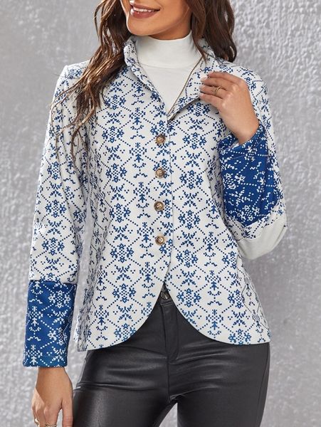 

emery rose contrast panel geo print jacket m66b#, Black;brown