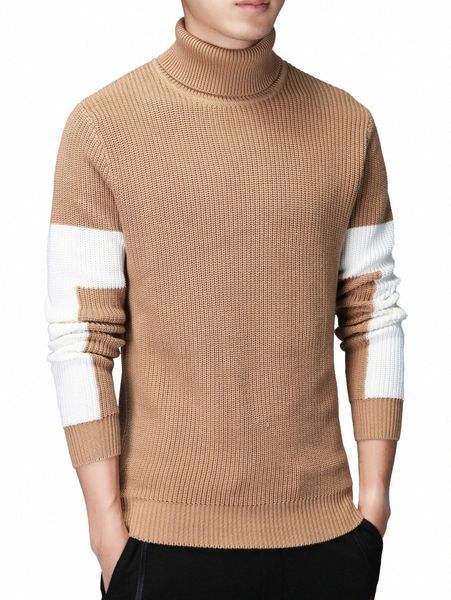 

men color block turtle neck sweater u9ds#, White;black