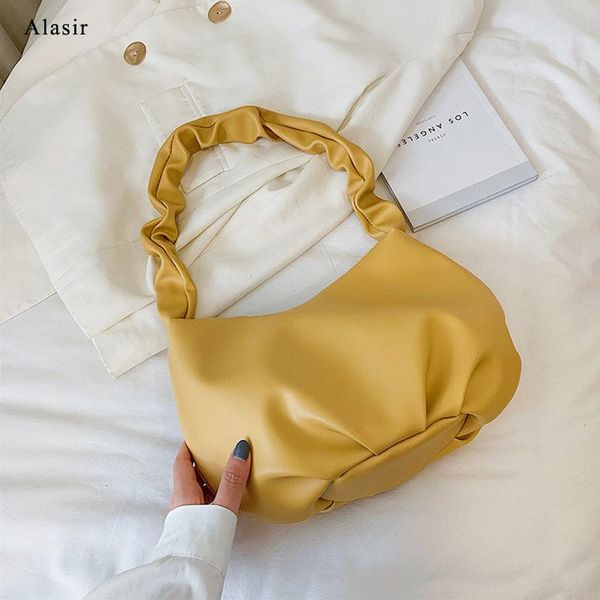 

totes alasir small fresh ins fragrant taro fold bag soft leather large capacity solid color series pleated shoulder underarm