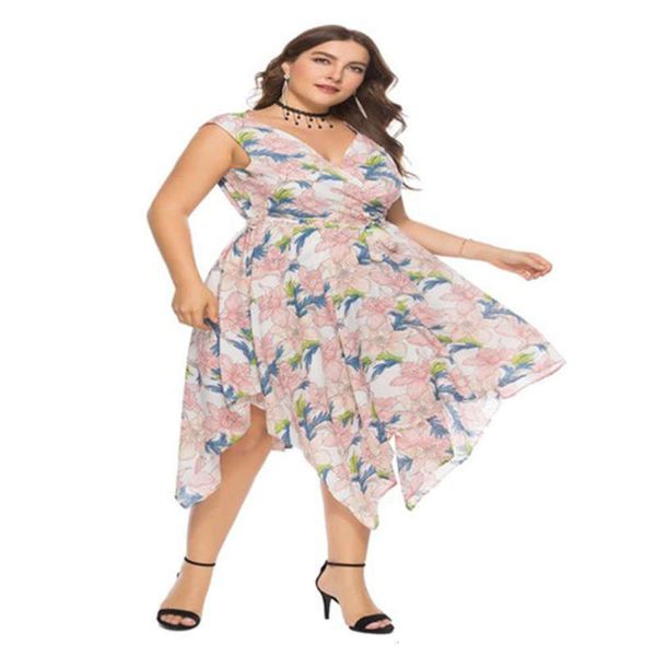 

irregular print summer v-neck 2019 dress skirt, Black;gray