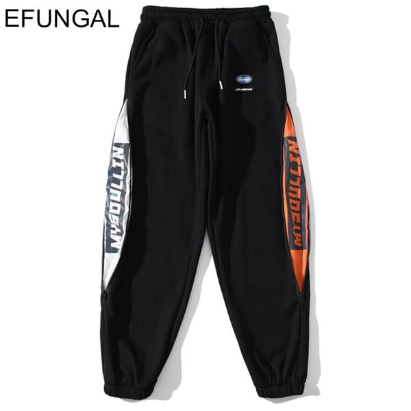 

casual fleece cotton sweatpants men reflective patch design harajuku streetwear harem pants 2020 warm hip hop joogers, Black