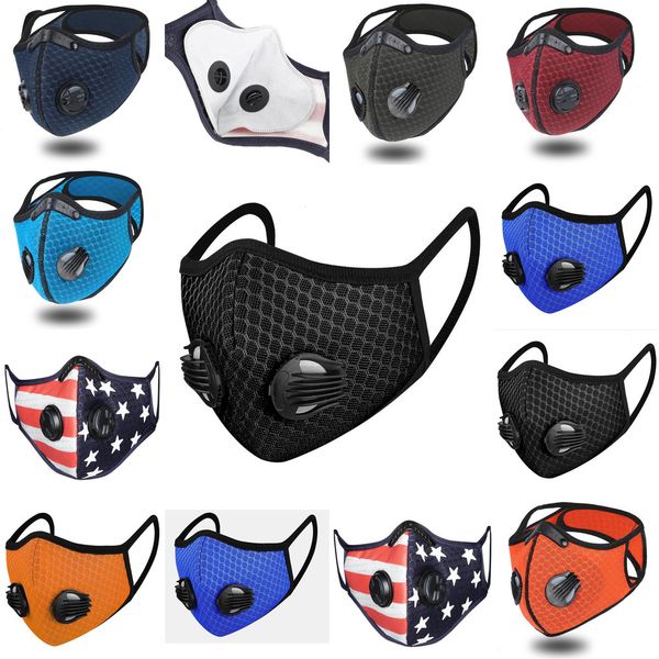 

mask us stock dustproof breathing valve breathable mesh filter american flag masks outdoor washable with sports filters oilf7