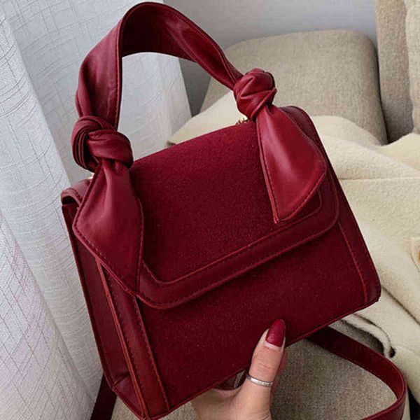 

shopping bags autumn and winter new ladies shoulder designer suede messenger fashion solid color luxury handbag220307