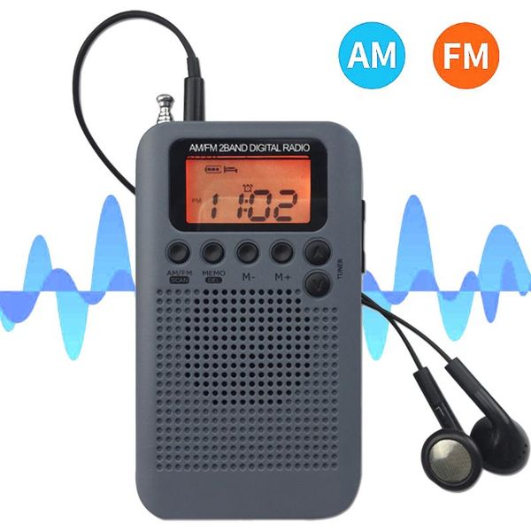 

hrd-104 portable am/ fm stereo radio pocket 2-band digital tuning radio mini receiver outdoor w/ earphone lanyard 1.3 inch