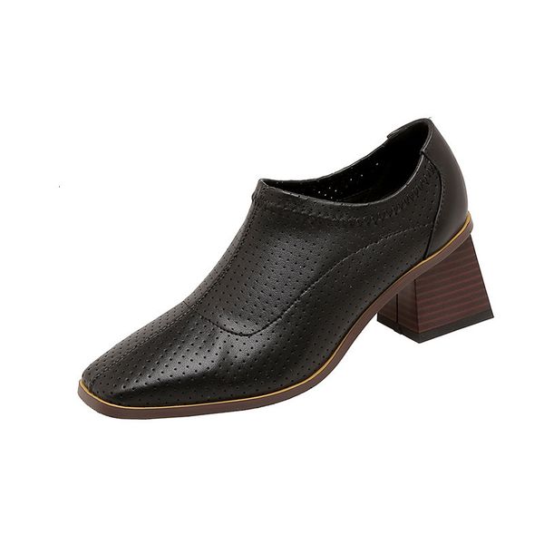

genuine 2021 new female pumps thick heels toe high spring fall single shoes lscn, Black