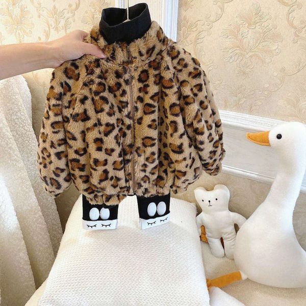 

girls' cashmere et autumn winter 2020 new baby leopard cardigan top, Black