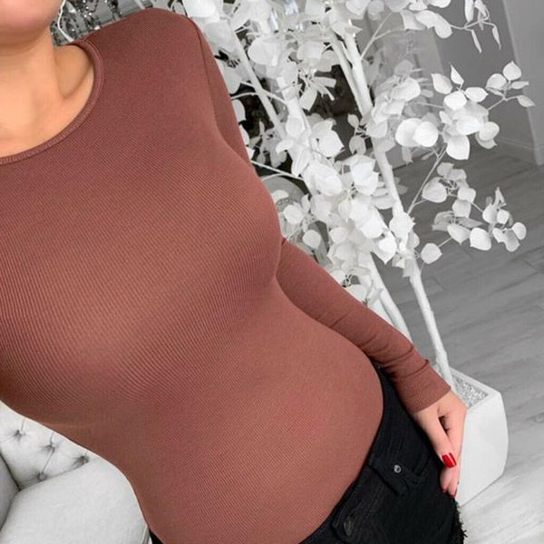 

women's jumpsuits & rompers long sleeve o neck bodycon holiday bodysuit 2021 autumn women fashion daily casual slim basci knitted fit b, Black;white