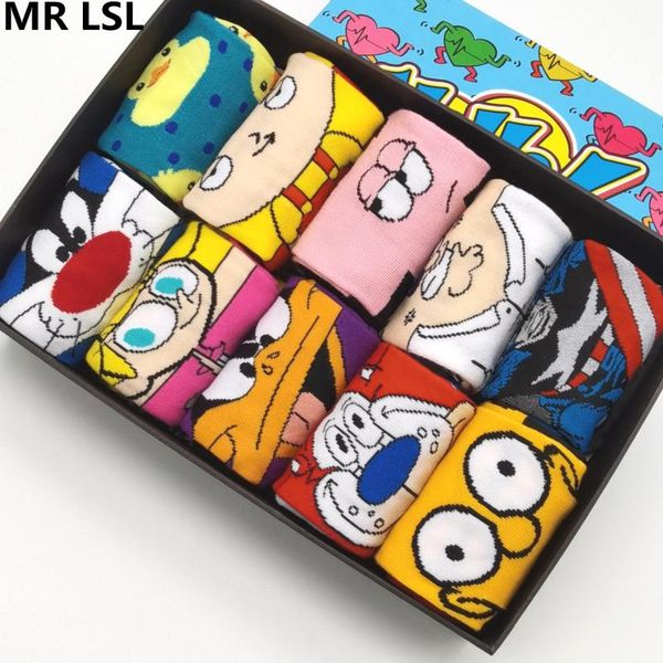 

men women funny cartoon anime design happy cotton socks hip hop creative soft comfortable novelty skateboard long socks, Black