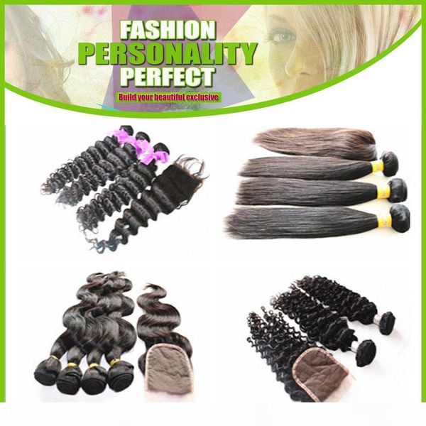 

brazilian hair weave buy 3pcs hair get one lace closure unprocessed malaysian indian peruvian mongolian human hair extension, Black