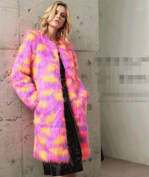 

autumn and winter clothing new product color coat imitation fur cotton coat thick long section plush female1, Black