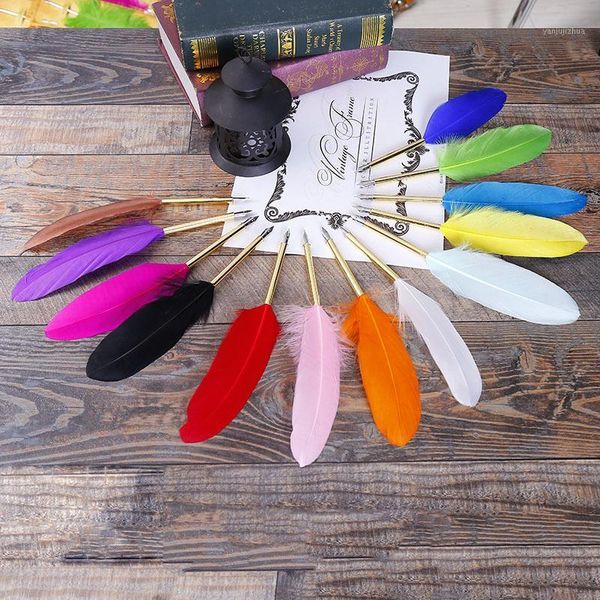 

ap190 office pen retro metal quill pen european feather quill gift1
