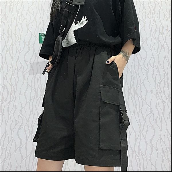 

short pants women shorts high streetwear casual neutral worker loose harem half thin straight wide leg cool boyfriend, White;black
