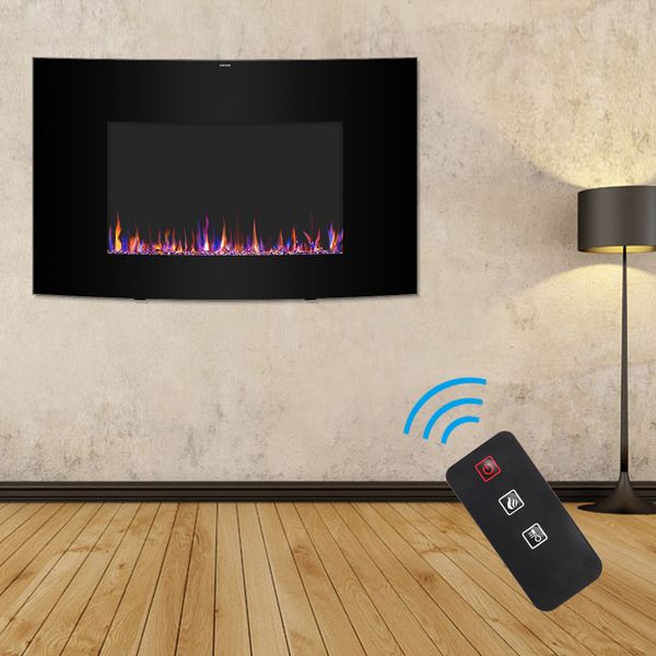 

35 inch 1400w arc surface wall mounted fireplace indoor electronic heater deskfake wood fireplace with remote control black home