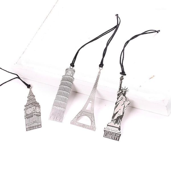 

5pcs/lot eiffel tower statue of liberty metal book markers bookmark for books paper clips office school supplies stationery1