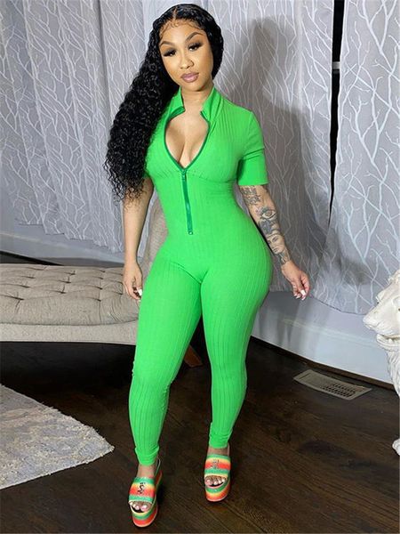 

slim womens designer jumpsuits fashion short sleeve long pants womens jumpsuits casual solid color females clothing, Black;white