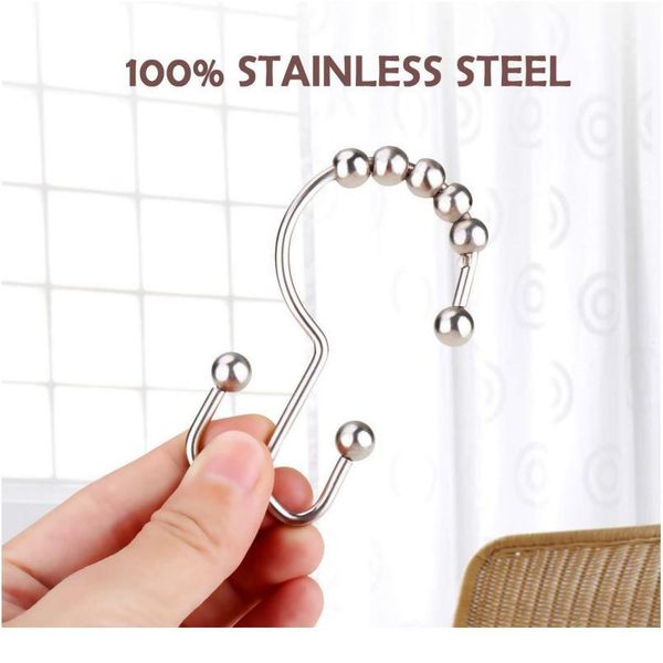 

bath curtain rollerball shower curtain rings hooks 3 roller polished satin nickel ball curtain accessories bathroom sho bbytwz