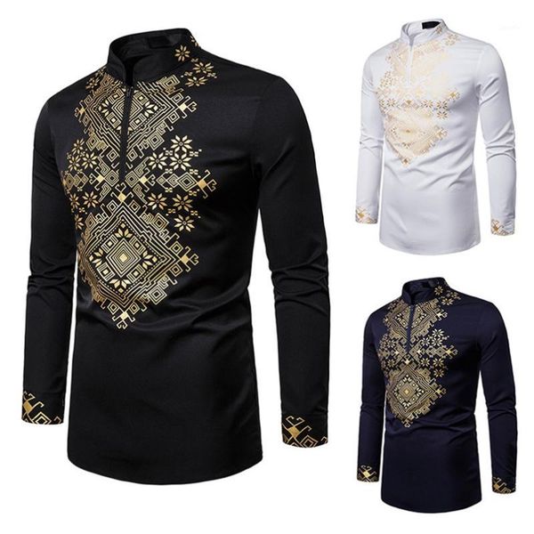 

quality good casual stylish clothes blouse in apparel for men fashion leisure african style printing long-sleeved shirt #4n151, White;black