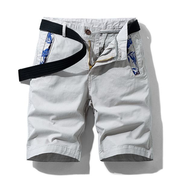 

2021 new men's summer new premium relaxed fit cotton cargo short leisure print belted beach board shorts men plus w2rl, White;black