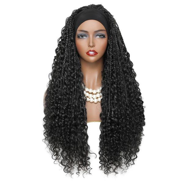 

costume accessories goddess box braid wig synthetic headband wig bohemian river locs curly crochet hair for women 26inch long braided wigs, Silver