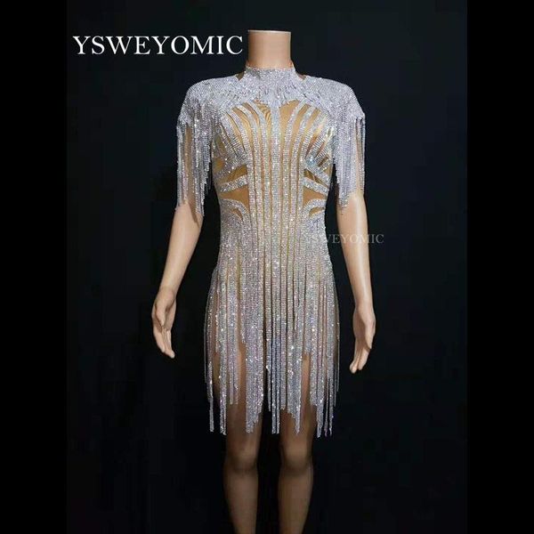 

сексуальные серебряные стразы bling cringes fringes bodysuit день рождения праздновать костюм женский певица bling tassele leotard этап танц, Black;red