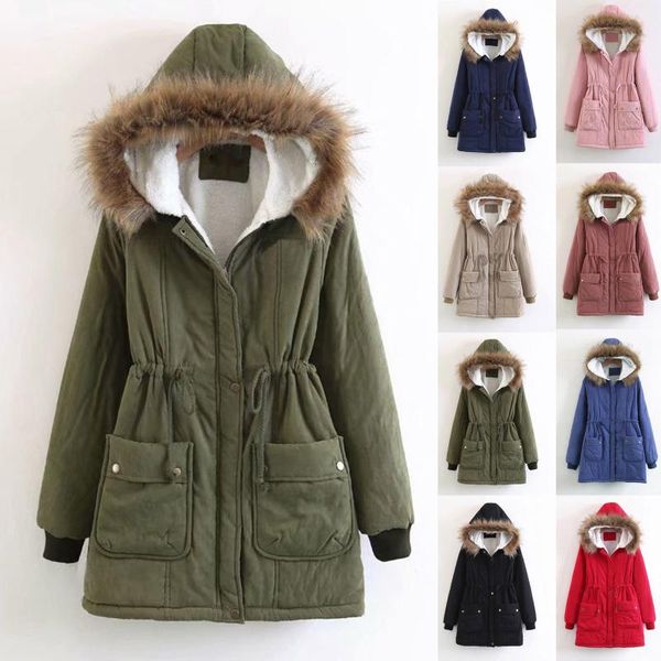 

women's down & parkas winter women coat 2021 parka casual outwear hooded fur jackets for female #t1g, Black