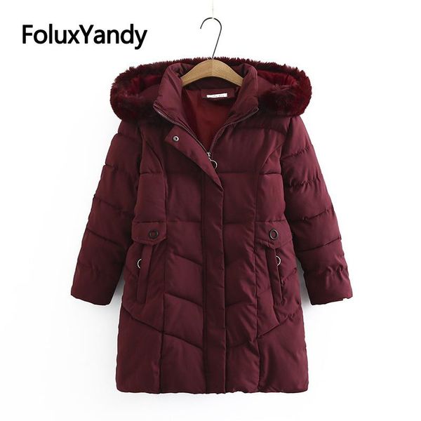 

women's down & parkas red black thick winter parka coat for women faux fur trim hooded casual plus size warm outerwear kkfy5116