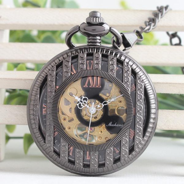 

ретро цветок полые рука обмотки механические карманные часы fob часы мужчин женщин подарок с цепью tjx033 sqcvyp, Slivery;golden