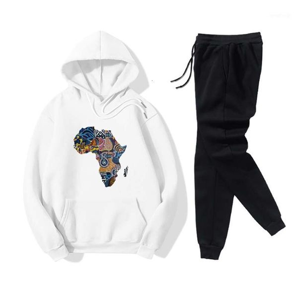 

women autumn spring printed running suit hooded sweatshirt and sport trousers 2pcs set loose casual ladies outdoor gym clothing1, Black;blue