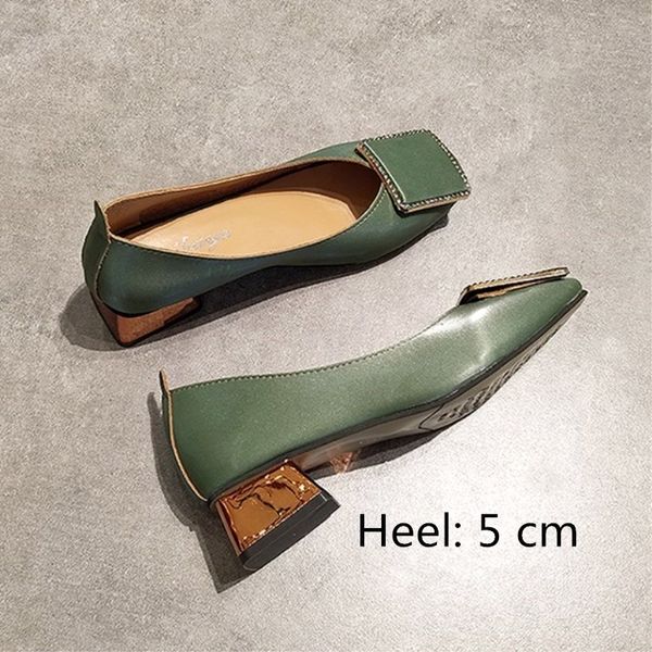 

eoeodoit med heel square toe leather pumps shoes women crystal spring autumn shallow mouth casual office lady ol shoes 5 cm heel y200702, Black
