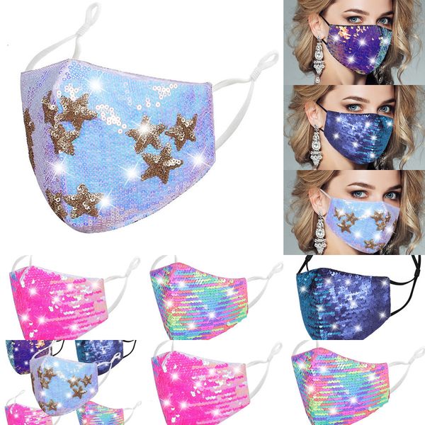 

sequined bling fashion face mask designer colorful diamond masks girls dustproof breathable ear-mounted facemask 5 ni7d4