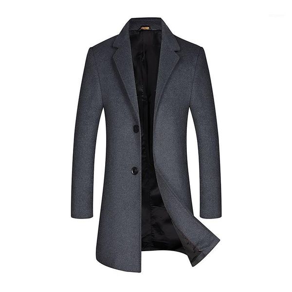 

men's wool coat winter cashmere jacket men casual windbreaker long slim fit trench coat men thick woolen overcoat for xxxl1, Black