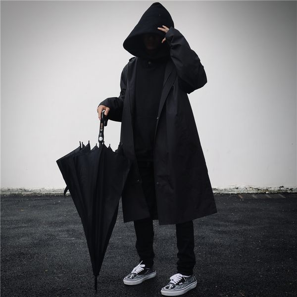 

a chock tactical hip hop cargo techwear trench coats streetwear cardigan casual bomber outerwear hooded letter multi-pocket for men, Tan;black